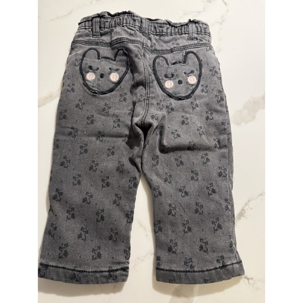 Du‎ Pareil Au Meme Pants Sz 12 Months Black Floral Cat Pockets Cute French Girl